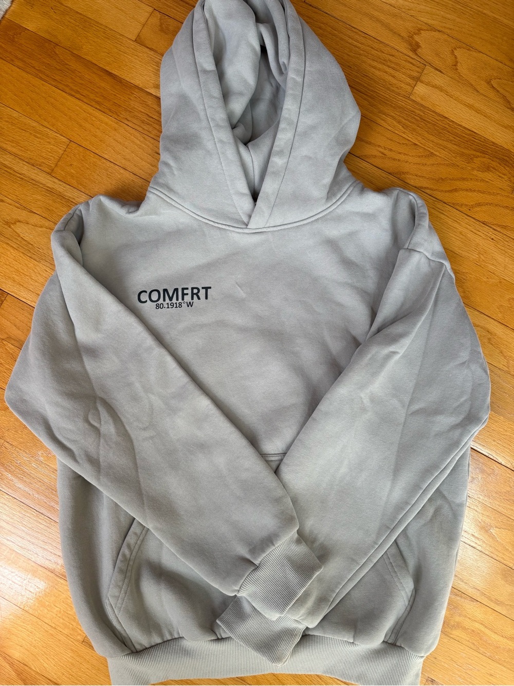 Comfrt Graphic Hooded Sweatshirt - Light Gray/Tan